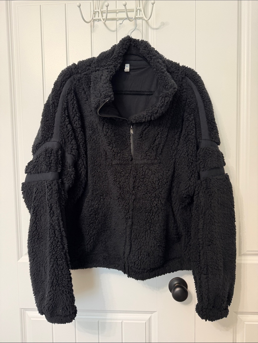 FP Movement by Free People Black Teddy Half-Zip Jacket EUC